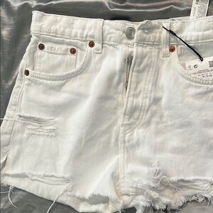 Zara White Jean Shorts Distressed Casual